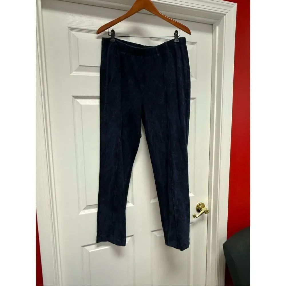 Soft Surroundings Blue Crinkle Look Front Seem Cotton Pull On Pants sz XL NWOT